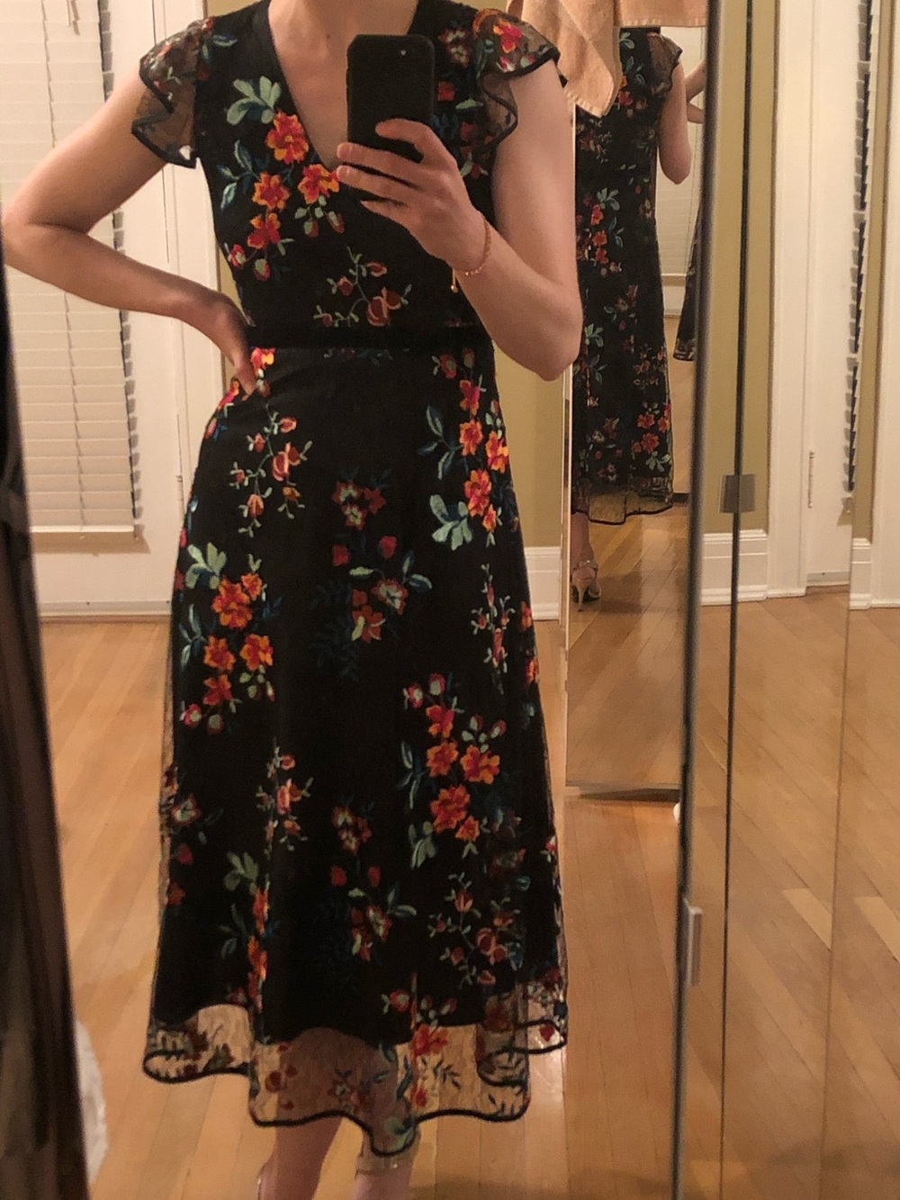 Hunter Bell Floral Embroidered Midi Dress